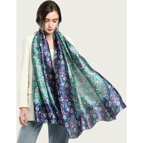 Summer Floral Classic Silk Neck Scarf Women Soft Smooth Foulard Design Print Stole Shawl [5035]