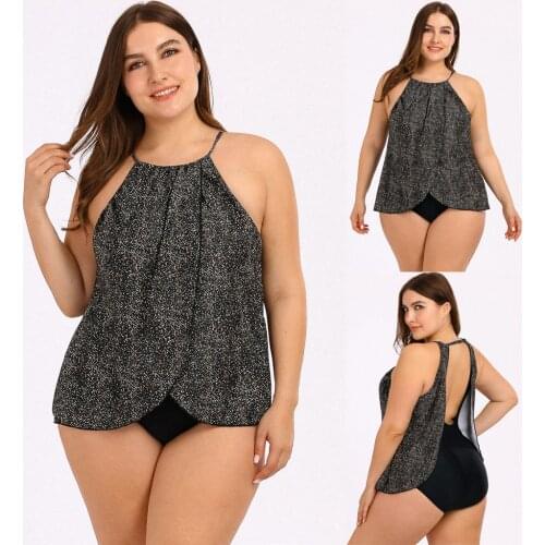 5XL Plus Size Swimsuit Women Sexy Dot Print Tankini Set Two Piece Swimsuit Female Swimwear bañadores mujer 2021 Beachwear