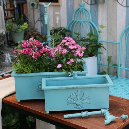 Zq Iron Faucet Bird Iron Bucket Iron Flower Pot Flower Bucket Vintage Iron Bucket
