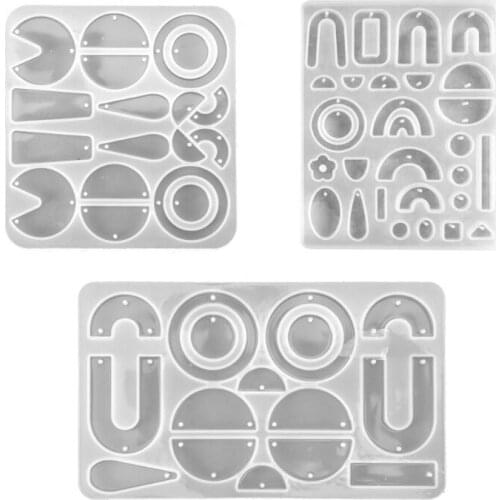 1 Set Crystal Epoxy Resin Mold Geometric Earrings Ear Pendant Casting Silicone Mould DIY Crafts Jewelry Making Tools