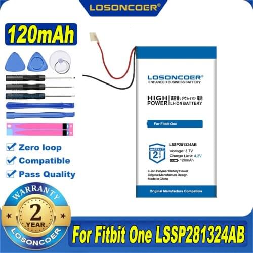 100% Original LOSONCOER LSSP281324AB 120mAh Battery For Fitbit One Smartband Smart Wristband Battery LSSP281324AB