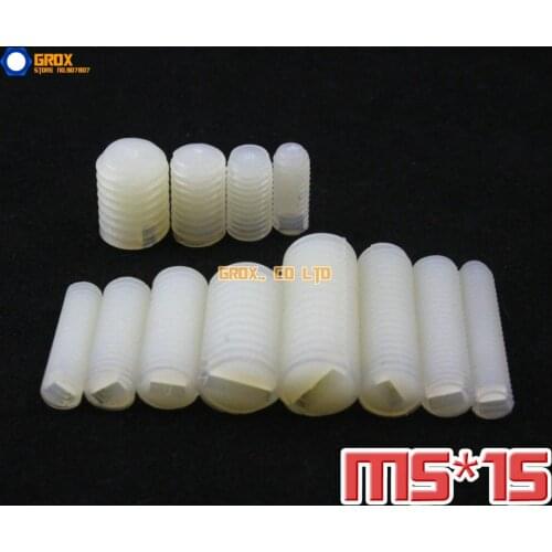 150 Pieces M5 x 15mm Nylon Grub Screws Cup Point Slotted Set Screw