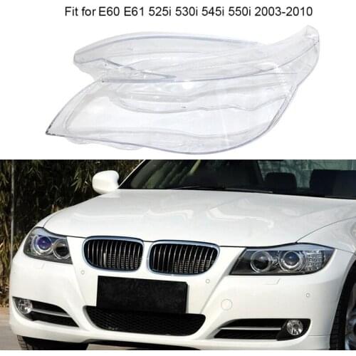2X Car Headlight Lens Glass Lampcover Cover Lampshade Bright Shell for -BMW E60 E61 2003-2010 Right & Left