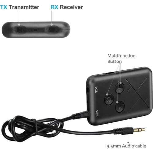 2 in 1 Audio Wireless Bluetooth 4.2 Transmitter Receiver 3.5mm Stereo Audio Adapter for TV Car Speaker Music