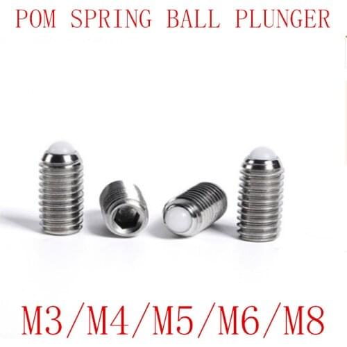 20PCS metric thread M3 M4 M5 M6 M8 Stainless Steel spring POM Ball Plunger set screw