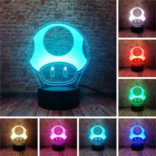 3D Nightlight LED 7 Colors Changing Light Anime Model Super Toad Anime action & toy figures