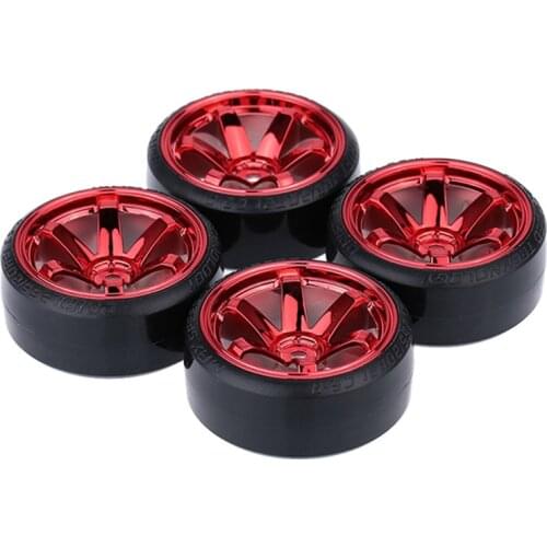 4Pcs Drift Car Tire Wheel Rim Hard Wheel Tyre for 1/10 Traxxas HSP Tamiya HPI Kyosho Drifting RC Car