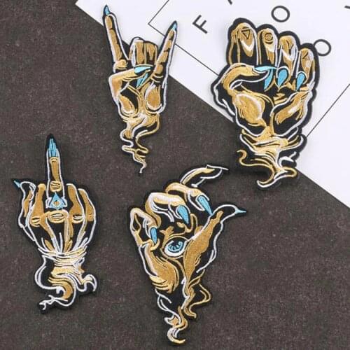 4Pcs Skull Skeleton Fingers Eyes Patches for Clothes DIY Stripes Iron on Appliques Clothing Stickers Embroidery Badges