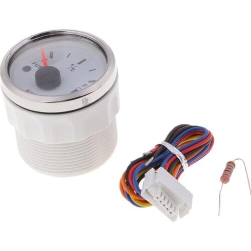 52mm / 2' Car Boat Fuel Level Gauge Meter E-1/2-F Pointer Display White