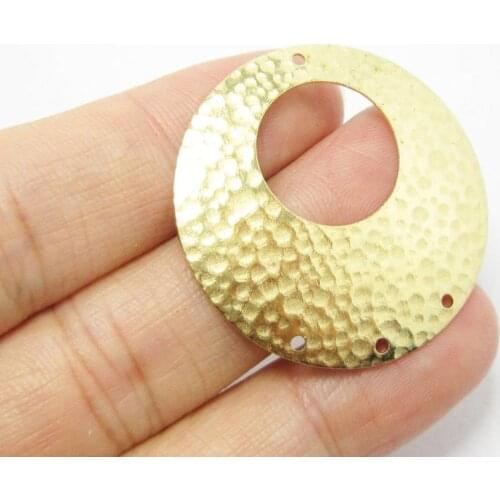 10pcs Brass pendant 36mm Round brass Hammered earring findings -R027