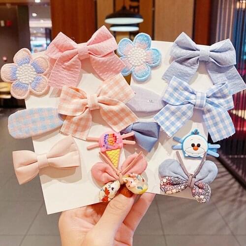 7PCS/Set New Girls Cute Cartoon Flower Bow Hairpins Kids Lovely Hair Decorate Side Hair Clips Headband Fashion Hair Accessories