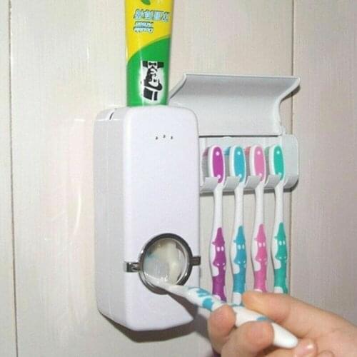 US STOCK Automatic Toothpaste Wall Mount Stand 5 Toothbrush Dust-proof Holder
