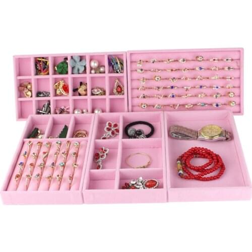 Drawer Velvet Jewelry Organizer Tray Ring Bracelet Gift Box Jewellery Storage Earring Holder Jewelry Display Case