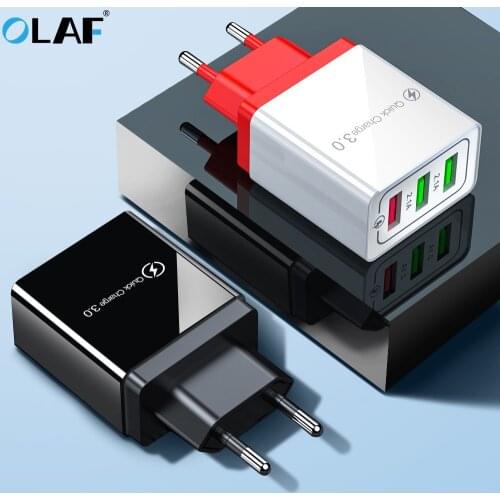 Quick Charge 3.0 USB Charger EU Plug Wall Mobile Phone Fast Charge Charger For iPhone X XS 8 7 Samsung S8 3 Ports Adapter QC 3.0