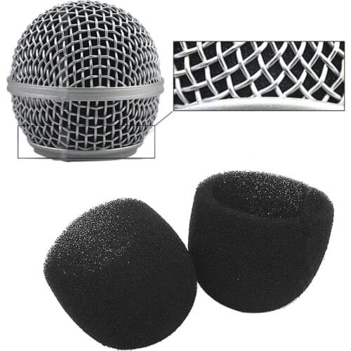 Black Round Ball Shape Microphone Cap Windscreen Grill Inner Foams Sponge for SLX24 PGX24 PG58 BETA58A Mic Cover