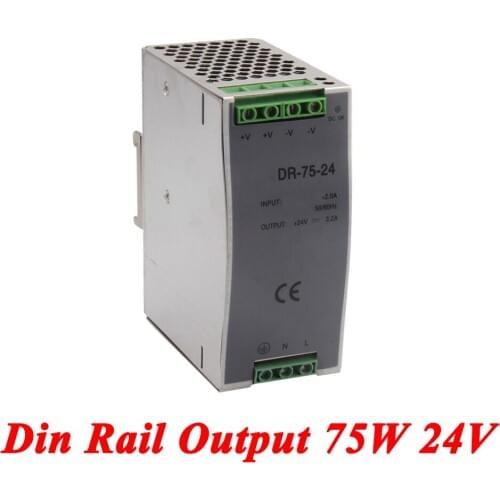 DR-75 Din Rail Power Supply 75W 24V 3.2A,Switching Power Supply AC 110v/220v Transformer To DC 24v,ac dc converter