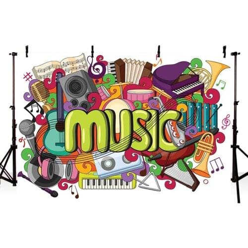 Photography Photocall Sound Colorful Bollywood March Festival Holi Music DJ Party Photophone Backdrops Background G-1110