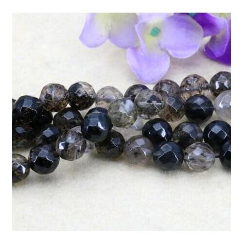 Hot 12mm facettes noir multicolore pastèque tourmaline ronde perles en vrac 15 "bricolage femmes bijoux faisant cadeau
