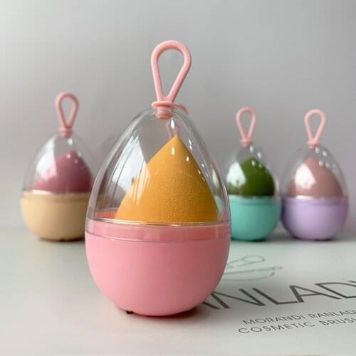 Hot Empty Transparent Puffs Drying Box Storage Case Portable Sponge Stand Cosmetic Egg Shaped Rack Makeup Blender Puff Holder