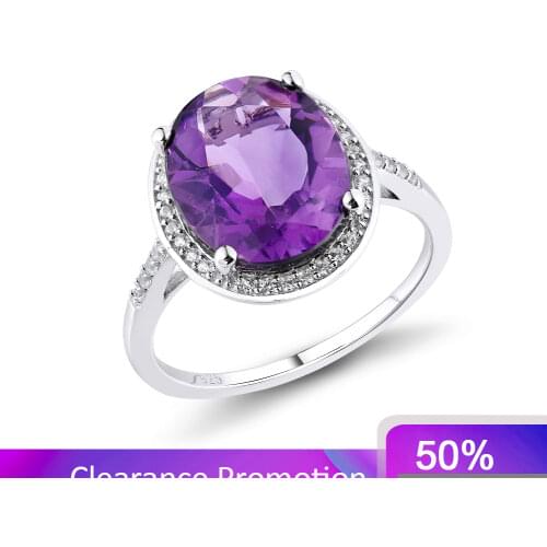 GZ ZONGFA Classic Wedding Women Jewelry 925 Sterling Silver Natural Amethyst Engagement rings jewelry