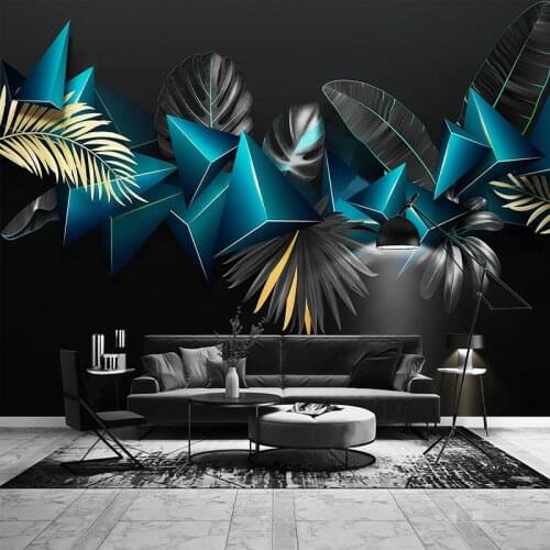 Custom 3D Wallpaper Modern Geometric Tropical Plant Leaf Photo Wall Mural Living Room TV Sofa Background Decor Papel De Parede
