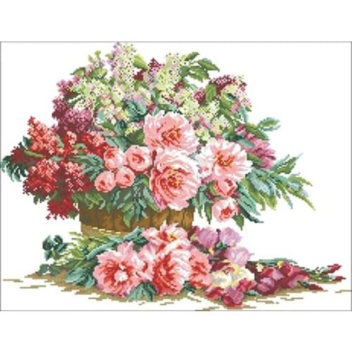 A basket of roses patterns Counted Cross Stitch 11CT 14CT 18CT DIY Chinese Cross Stitch Kits Embroidery Needlework Sets