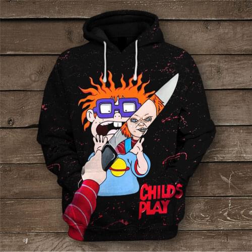 2019 Hot New Sweatshirt Customize Movie Chucky 3D Printing Hoodies Fashion Hooded Pullovers Tops Mens Clothing Drop Shipping