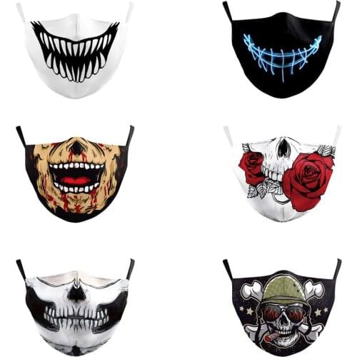 Hot Funny Skull Clown Mouth Cosplay Women Men Adult Masks Face-Protection Dustproof Cycling Spot Breathable Halloween Adult Mask