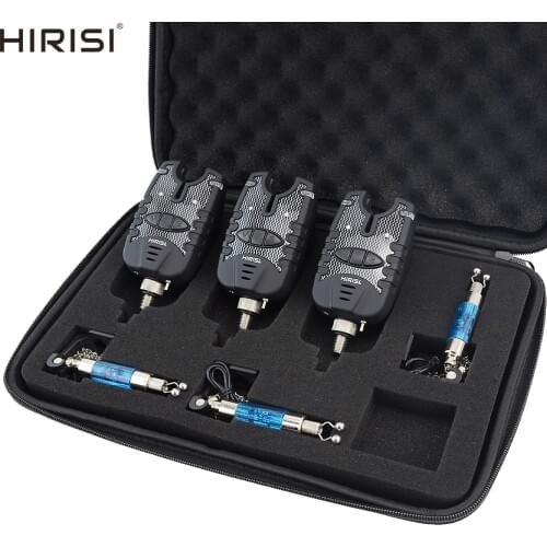 Carp Fishing Swingers and Fishing Alarms Set in Case Blue LED Light Fishing Tools Fish Bait Alarms B1137A B1138A