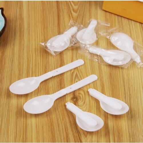 5000pcs Disposable Plastic White Scoop Folding Spoon Ice Cream Pudding Scoop With Individual Package SN3641