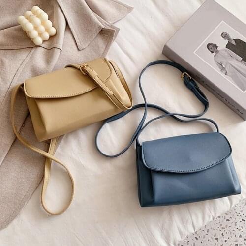 Fashion Exquisite Shopping Bag Simple Flap Shoulder Handbag Casual Solid Color Women Leather Flap Messenger Bag