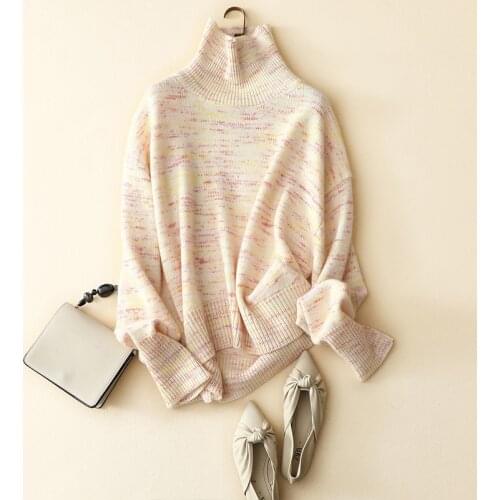 2020 newest fashion oversized winter women thick sweater quality soft fancy 100% cashmere turtleneck sweaters female