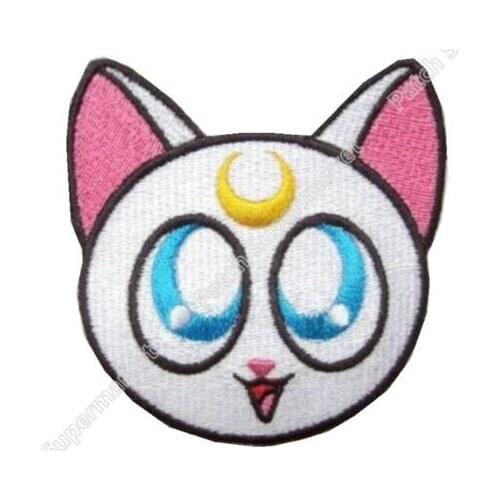 Moon CAT WHITE Girl Cartoon patches clothes TV MOVIE FILM Series Uniform Cosplay Costume Embroidered Iron On Badge NC