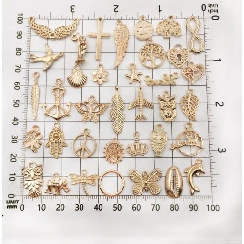 50~100pcs/set Shape Alloy Golden Punk Style Small Pendant Decorations For Bracelet, Necklace, Jewelry, Pendant DIY Making