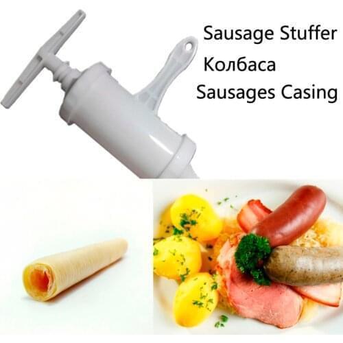 New 14m*41mm Dry Salami Collagen Meat Sausages Casings Filler Shell for Sausage MakerMachine+Manual Sausage Meat Fillers Machine