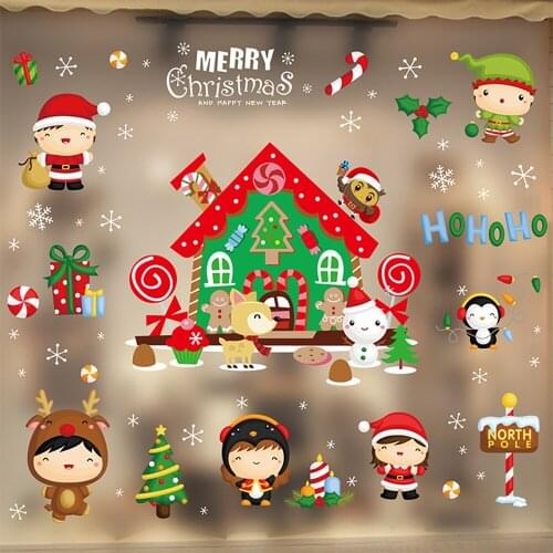 Christmas Wall Window Christmas Stickers Christmas Decoration For Home 2020 Merry Christmas Ornaments Xmas Navidad New Year 2021