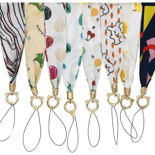 Luxury Chiffon Wide item Neckband Chain lanyard Stripe Print for Key ID Card Gym Mobile Phone with USB Badge Clip DIY Lanyard