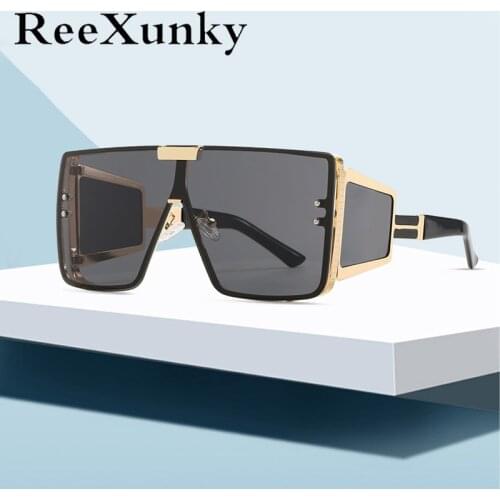 Oversized Square Sunglasses Women Vintage Brand Designer One Piece Lens Retro Sun Glasses For Men Gradient Shades Oculos UV400