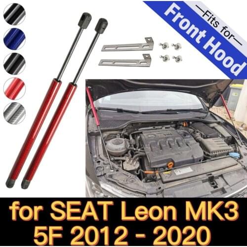 For SEAT Leon MK3 2012-2019 Carbon Fiber Shock Damper Front Bonnet Modify Gas Struts Lift Support Gas Springs 2pcs
