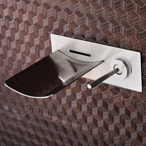 BAKALA Water Power Led Bathroom Tap Faucet Temperature Color Changing LED Waterfall Wall Mount Bathroom Sink Faucet LH-8085