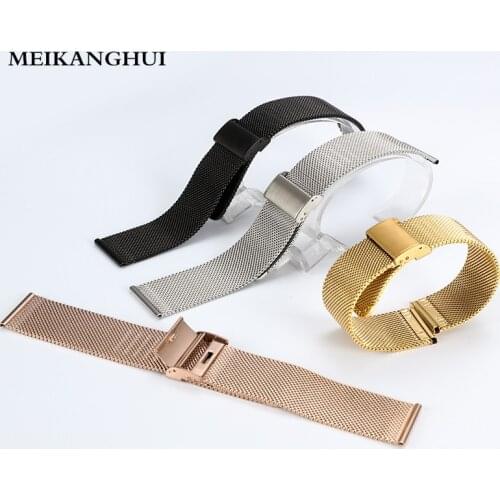 Universal New Style Single Buckle with 16mm 18mm 20mm 22mm Silver Stainless Steel Strap Replacement Bracelet