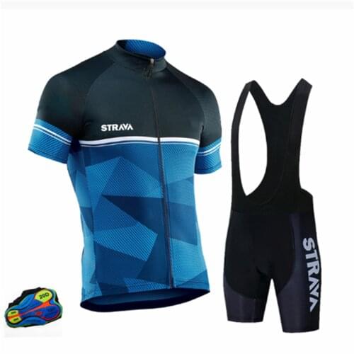 Anti-UV 2021 STRAVA Bicycle Summer Pro Jerseys 20d Gel Pad Short Clothing Design Breathable Cycling Jersey and Bib Short Set