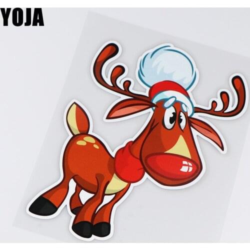YOJA 14.8X19.3CM Cute Christmas Deer Funny Cartoon Car Sticker Decals Accessories ZT4-1004