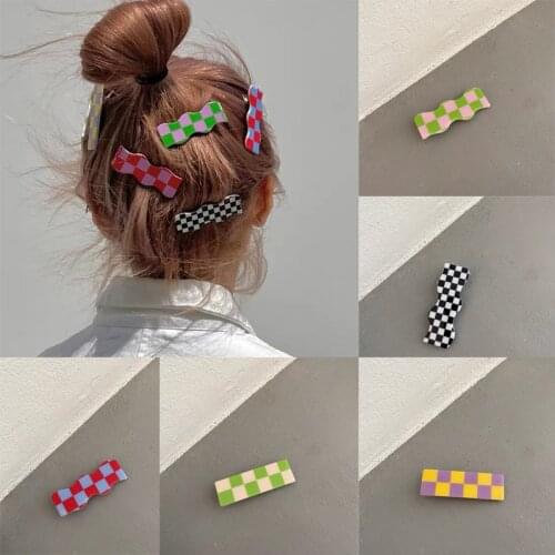 CYGJFC Woman Plaid Hairpins Acrylic Colorful Hair Clips Women Barrettes Ladies Hair Accessories Hairgrip Headwear Ornament