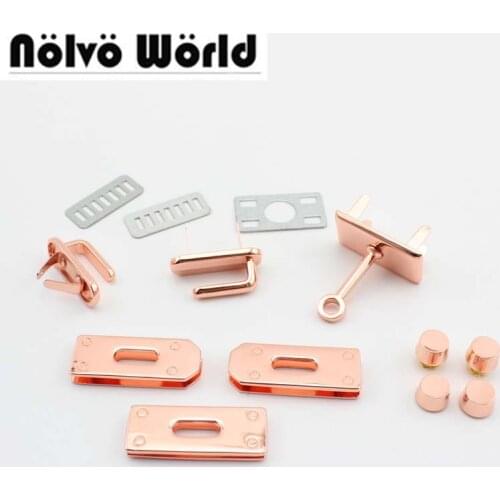 1 set,or 5 sets, Promotion Rose gold Locks rosegold hook clasp for sewing top quality women completely bags handbags purse