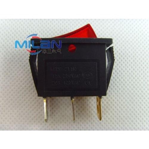 1PCS KCD8-211N 3 Pin RED with lamp On/off Boat Button Switch 250V 15A AC AMP 125V/20A Rocker Switches