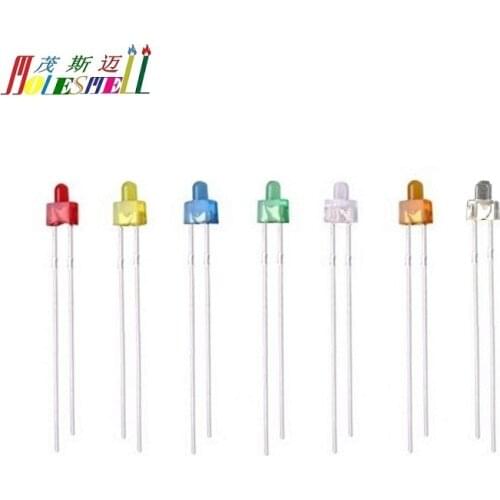 10pcs multicolor 2mm Round top led diffused Red Yellow Blue Green White Orange diffused lens LED wide angle light lamp diodes