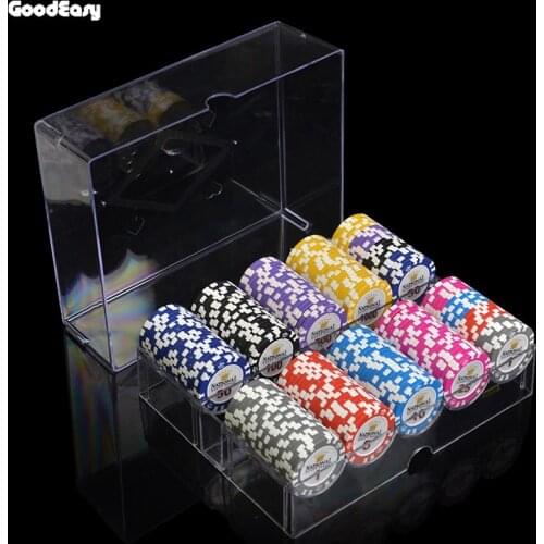 100/200 PCS/SET 14g Clay Gold Crown Poker Chip Casino Chips Texas Hold'em Poker Sets With Acrylic Case/Box