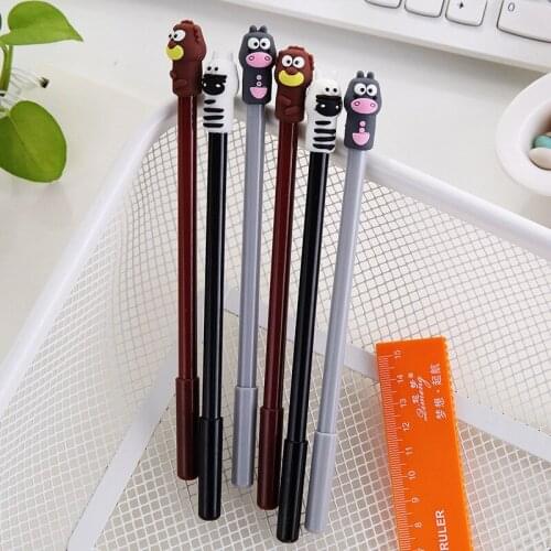 30pcs Creative Pen Cartoon Hippopotamus Animal Pens Neutral Writing Pen 0.5 Black Student Stationery for Wholesale Factory