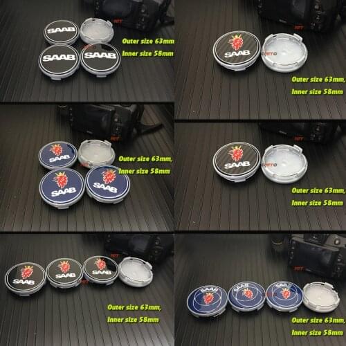 4pcs 63mm 62mm car center car wheel center hub cap emblem Dust-proof badge Sticker fit for 9-3 9-5 93 95 BJ SCS car styling